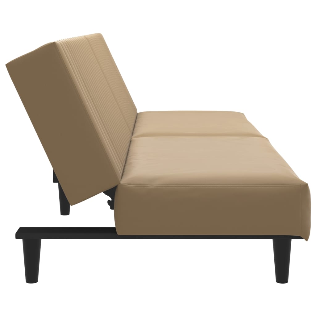 Schlafsofa 2-Sitzer mit Fußhocker Cappuccino-Braun Kunstleder