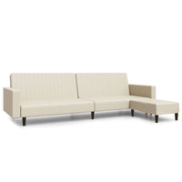 Thumbnail for Schlafsofa 2-Sitzer mit Fußhocker Creme Kunstleder