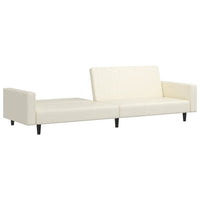 Thumbnail for Schlafsofa 2-Sitzer mit Fußhocker Creme Kunstleder