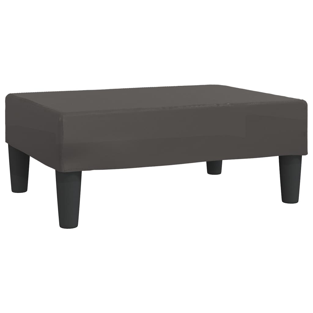 Schlafsofa 2-Sitzer mit Fußhocker Grau Kunstleder