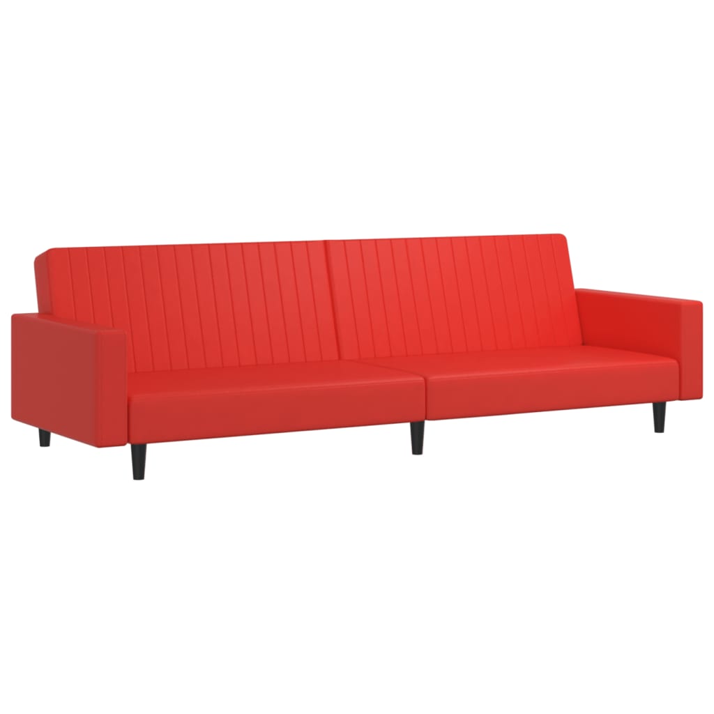 Schlafsofa 2-Sitzer mit Fußhocker Rot Kunstleder