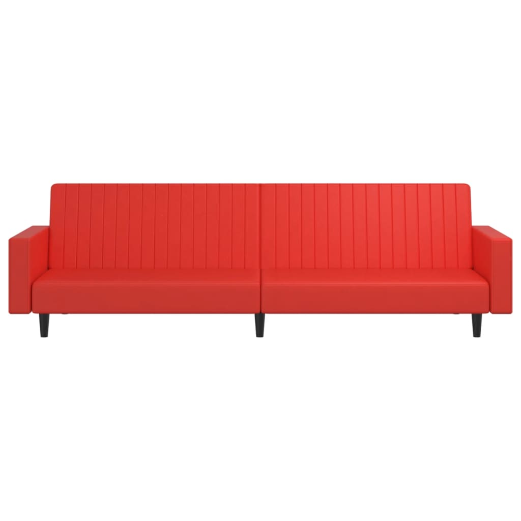Schlafsofa 2-Sitzer mit Fußhocker Rot Kunstleder