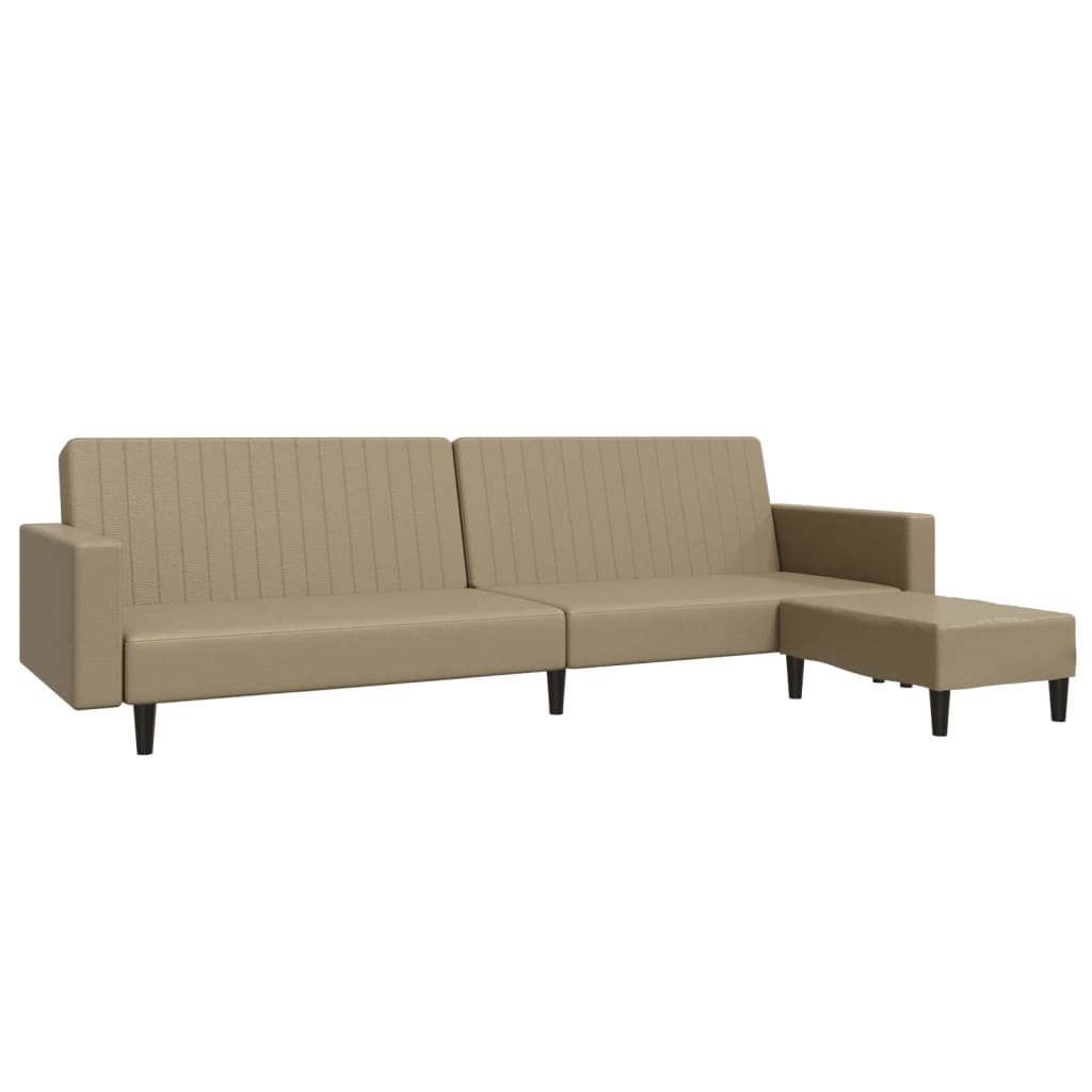 Schlafsofa 2-Sitzer mit Fußhocker Cappuccino-Braun Kunstleder