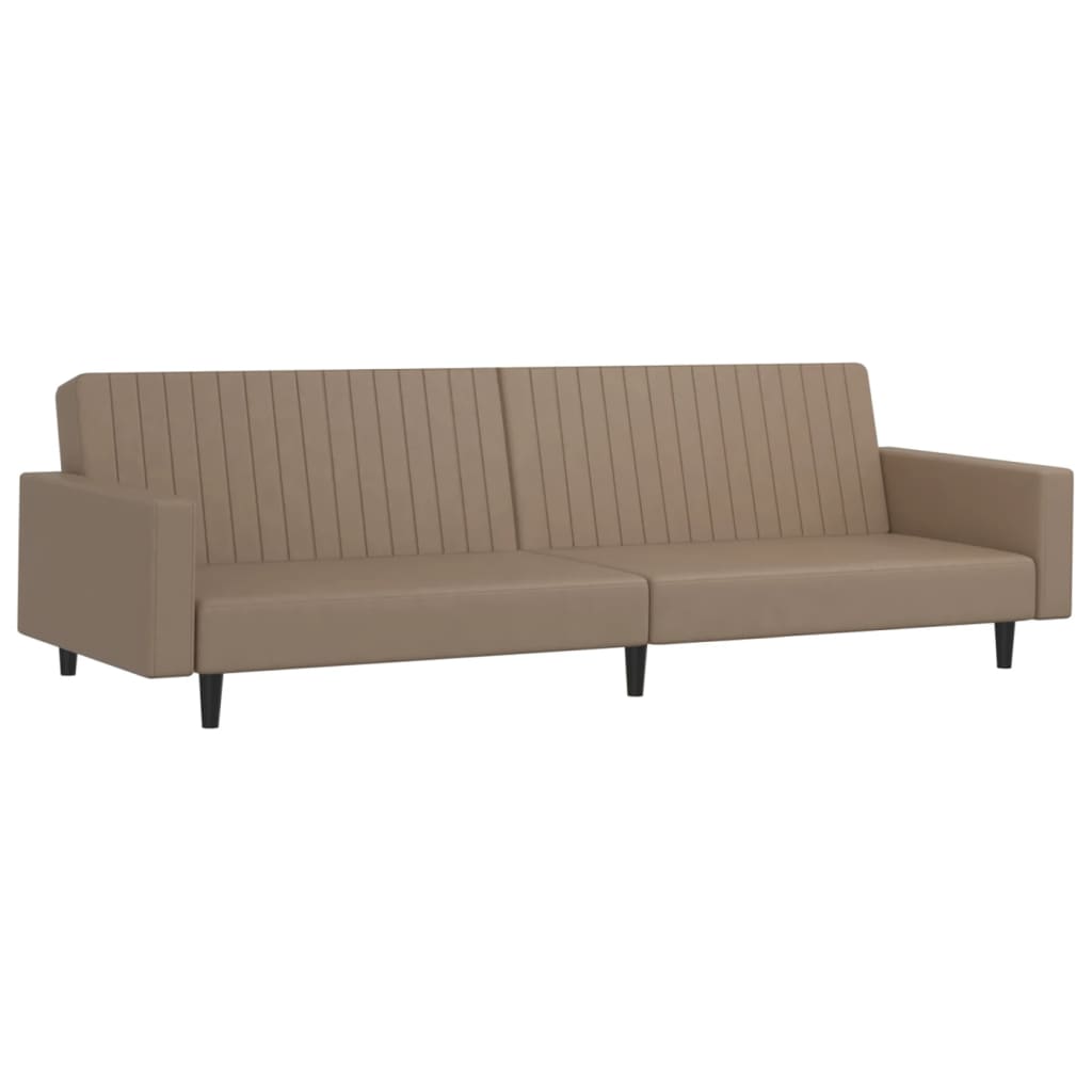 Schlafsofa 2-Sitzer mit Fußhocker Cappuccino-Braun Kunstleder