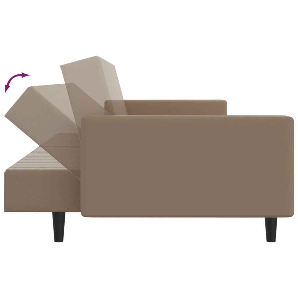 Schlafsofa 2-Sitzer mit Fußhocker Cappuccino-Braun Kunstleder