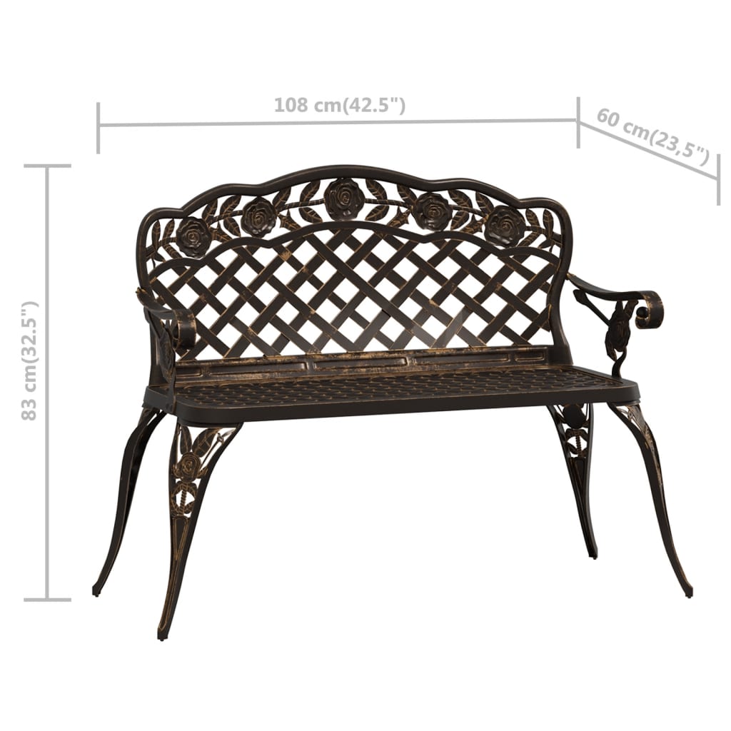 Gartenbank 108 cm Aluminiumguss Bronzen