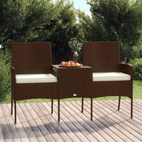 Thumbnail for 2-Sitzer Gartensofa mit Teetisch Poly Rattan Braun