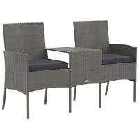 Thumbnail for 2-Sitzer-Gartensofa mit Teetisch Poly Rattan Anthrazit