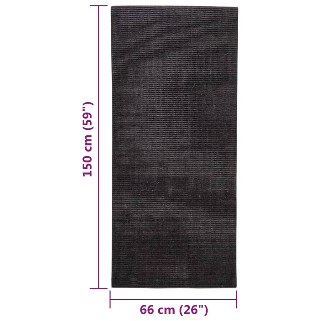 Teppich Natur Sisal 66x150 cm Schwarz