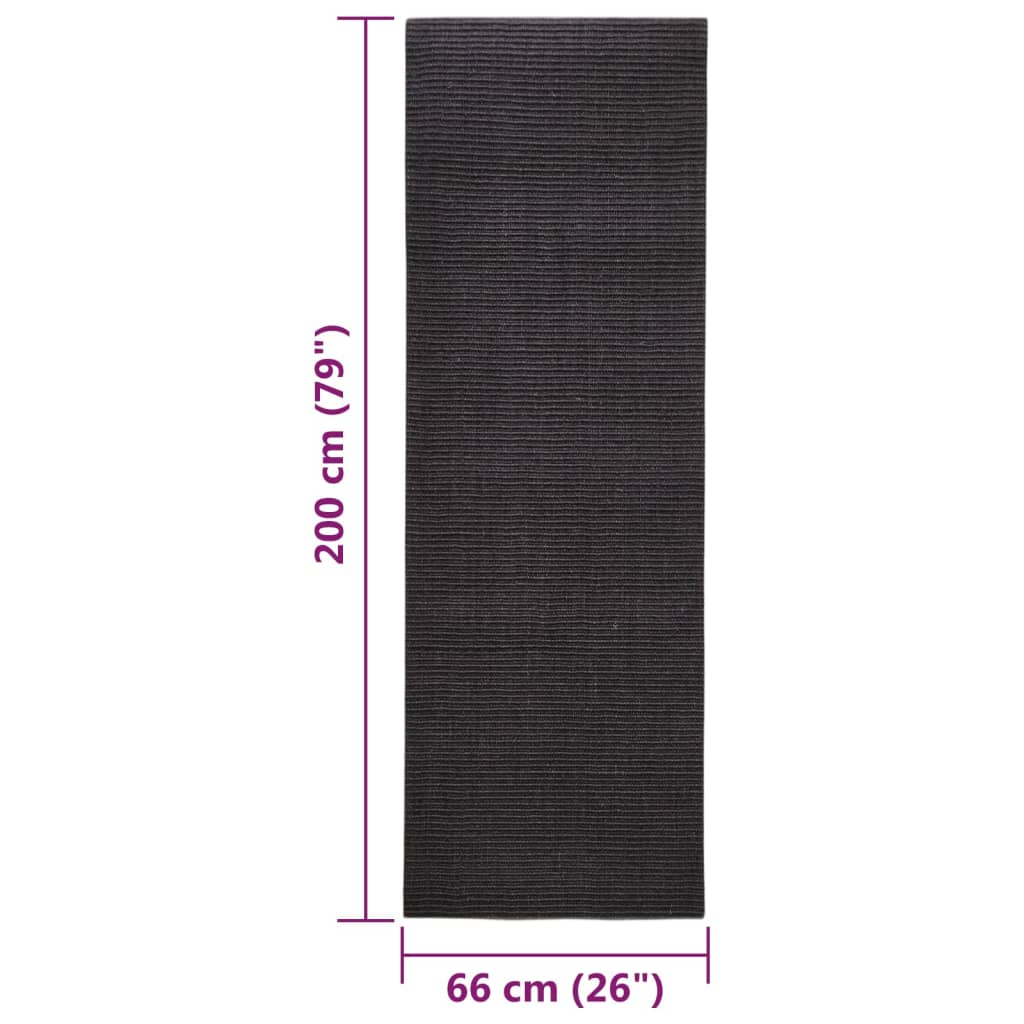 Teppich Natur Sisal 66x200 cm Schwarz