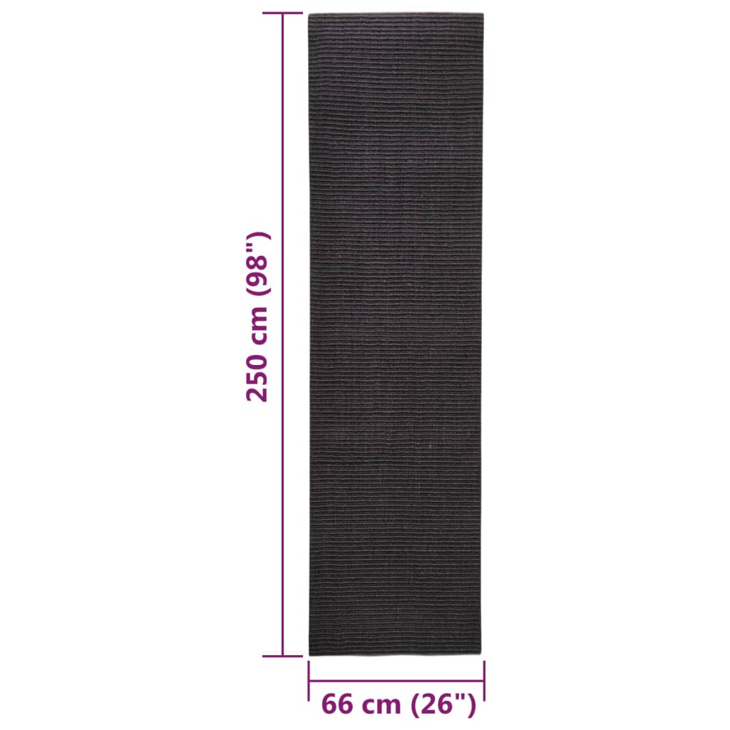 Teppich Natur Sisal 66x250 cm Schwarz