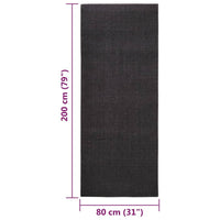 Thumbnail for Teppich Natur Sisal 80x200 cm Schwarz