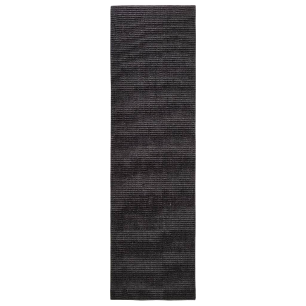 Teppich Natur Sisal 100x350 cm Schwarz