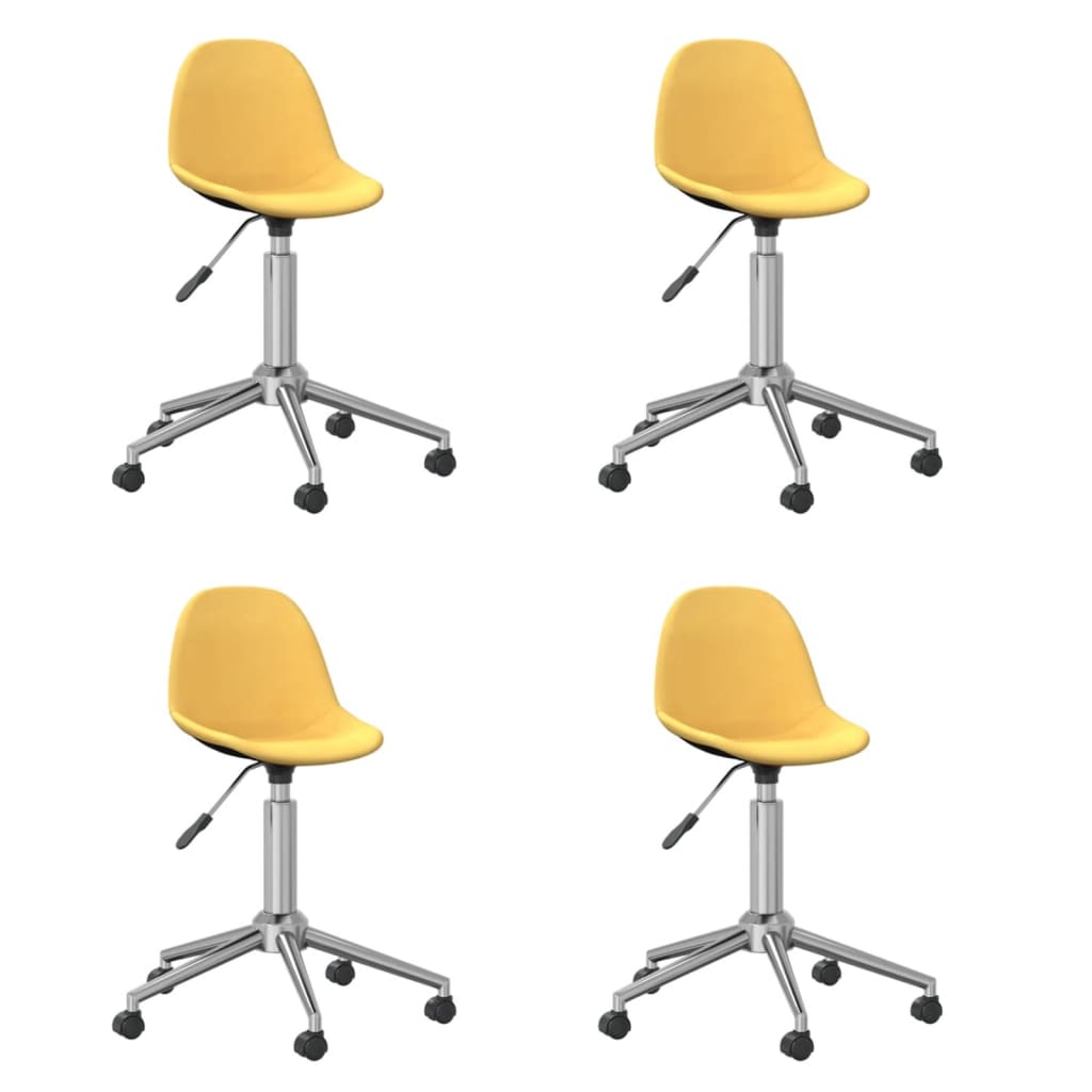 3086059 vidaXL Swivel Dining Chairs 4 pcs Yellow Fabric (2x333472)