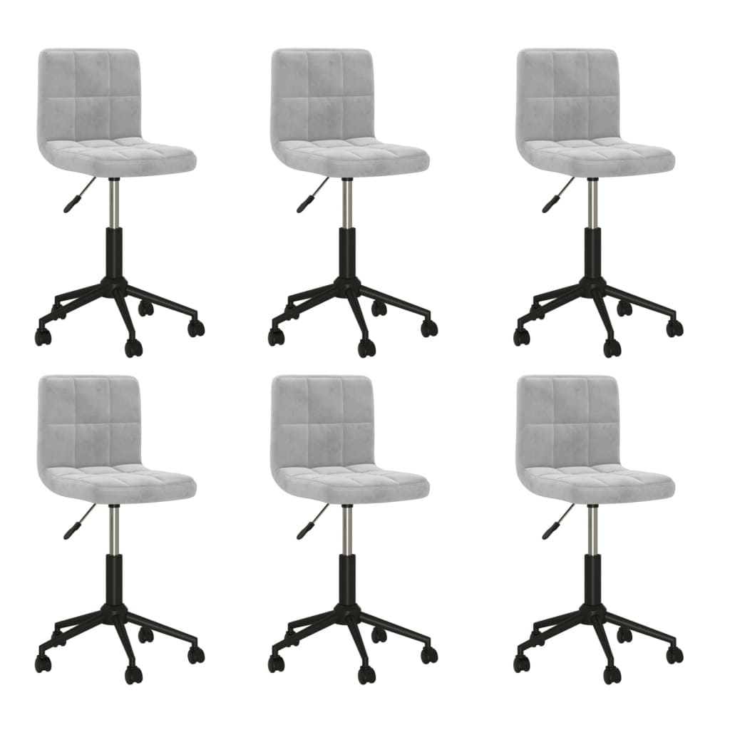 Esszimmerstühle 6 Stk. Drehbar Hellgrau Samt
