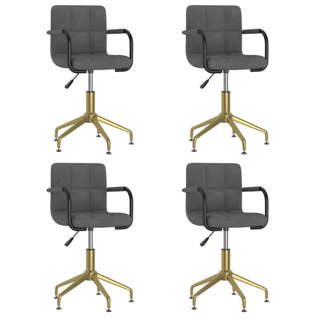 Esszimmerstühle 4 Stk. Drehbar Dunkelgrau Samt