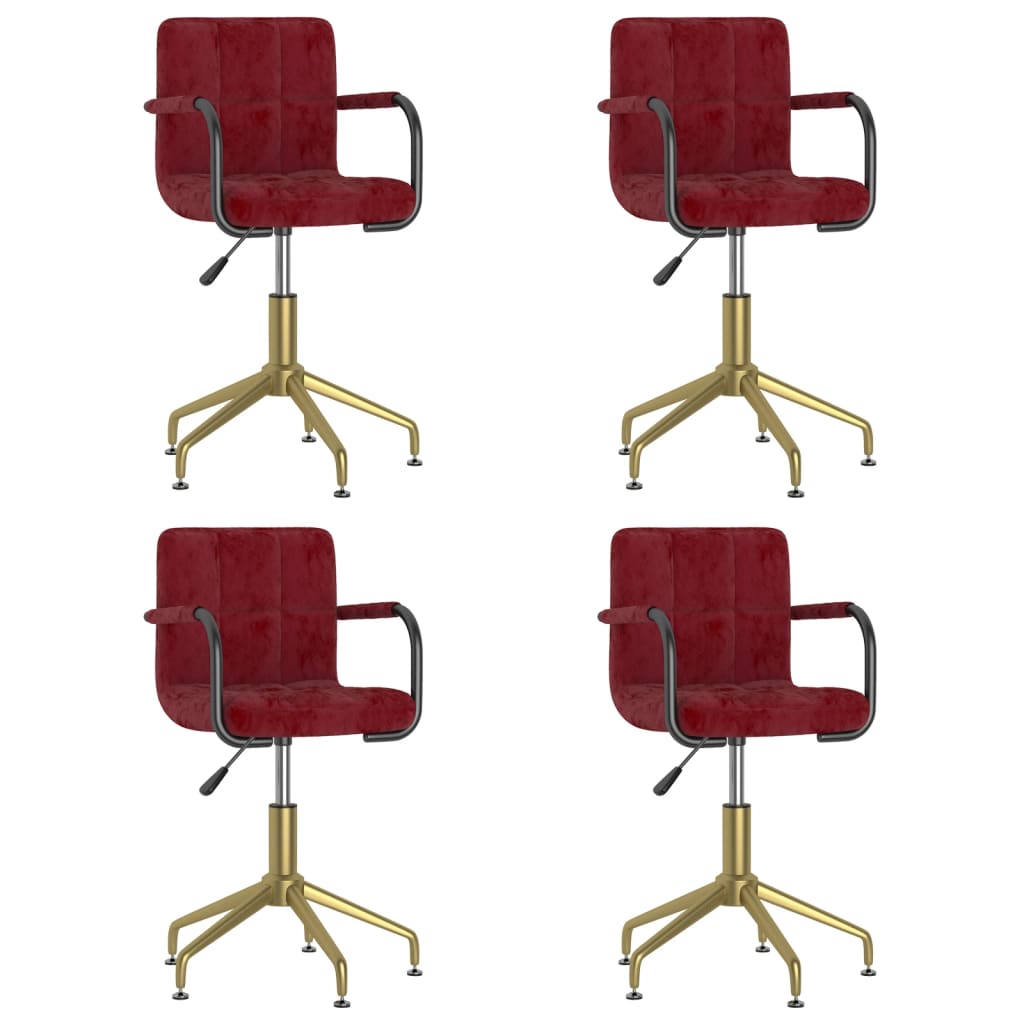 Esszimmerstühle 4 Stk. Drehbar Weinrot Samt