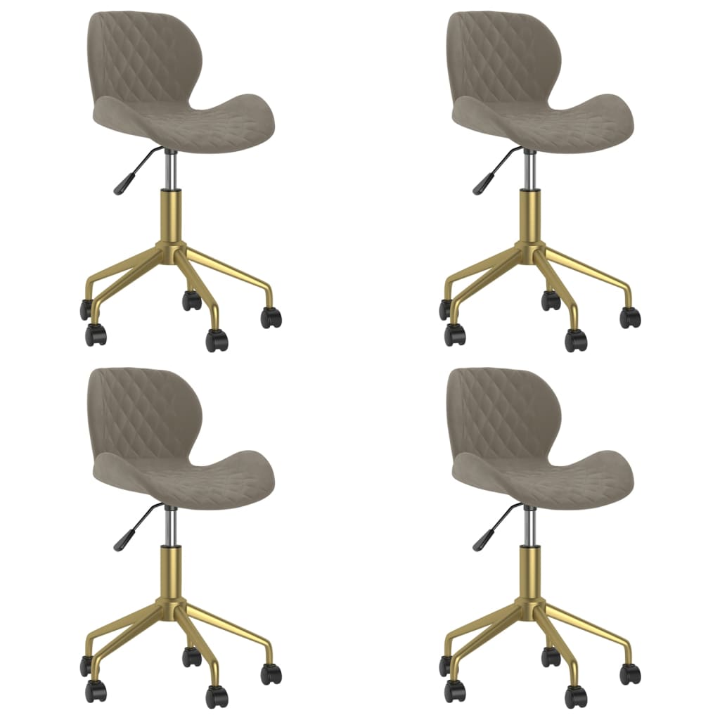 Esszimmerstühle 4 Stk. Drehbar Hellgrau Samt