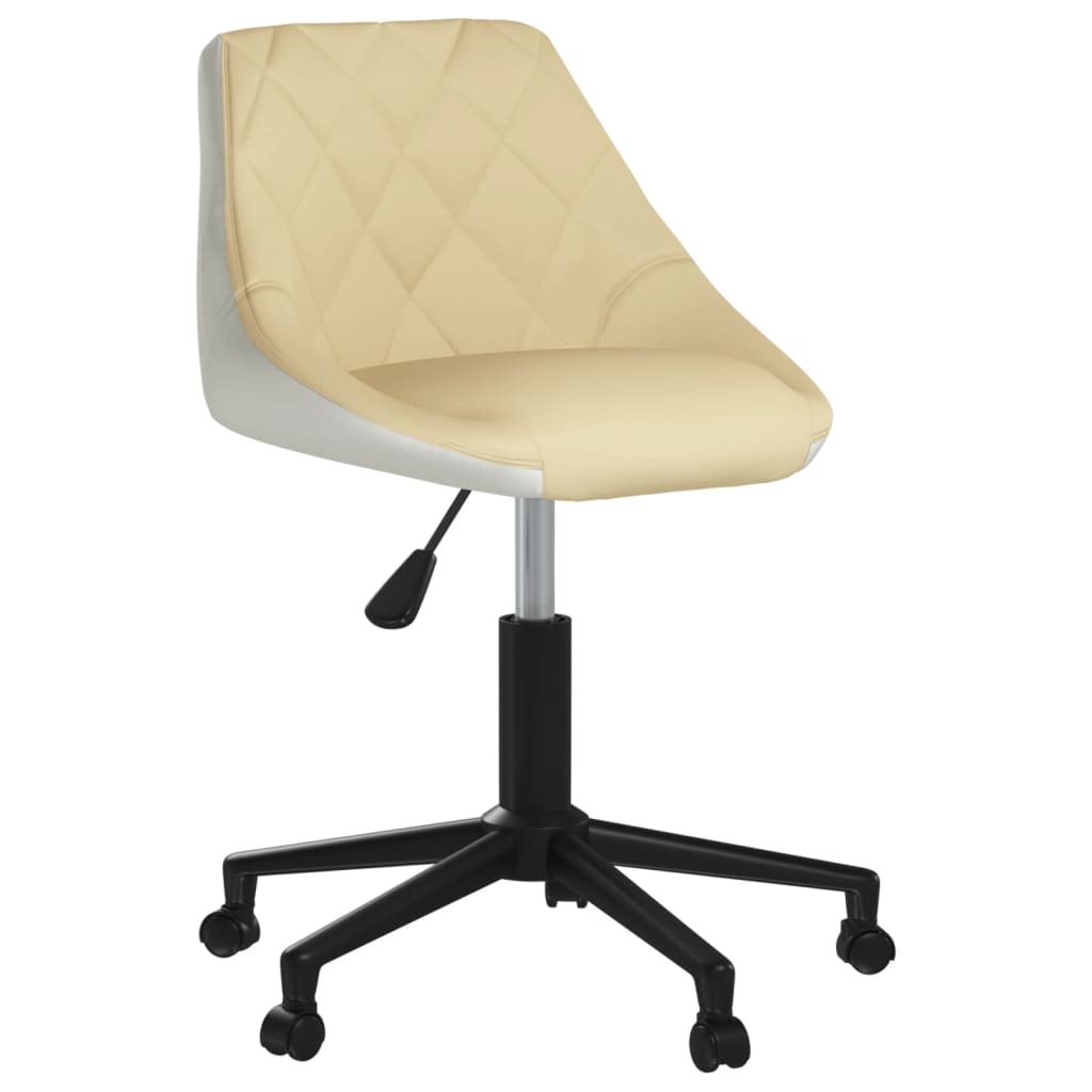 Esszimmerstühle 4 Stk. Drehbar Creme und Weiß Kunstleder