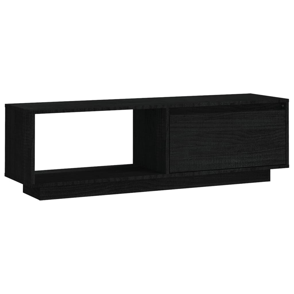 TV-Schrank Schwarz 110x30x33,5 cm Massivholz Kiefer