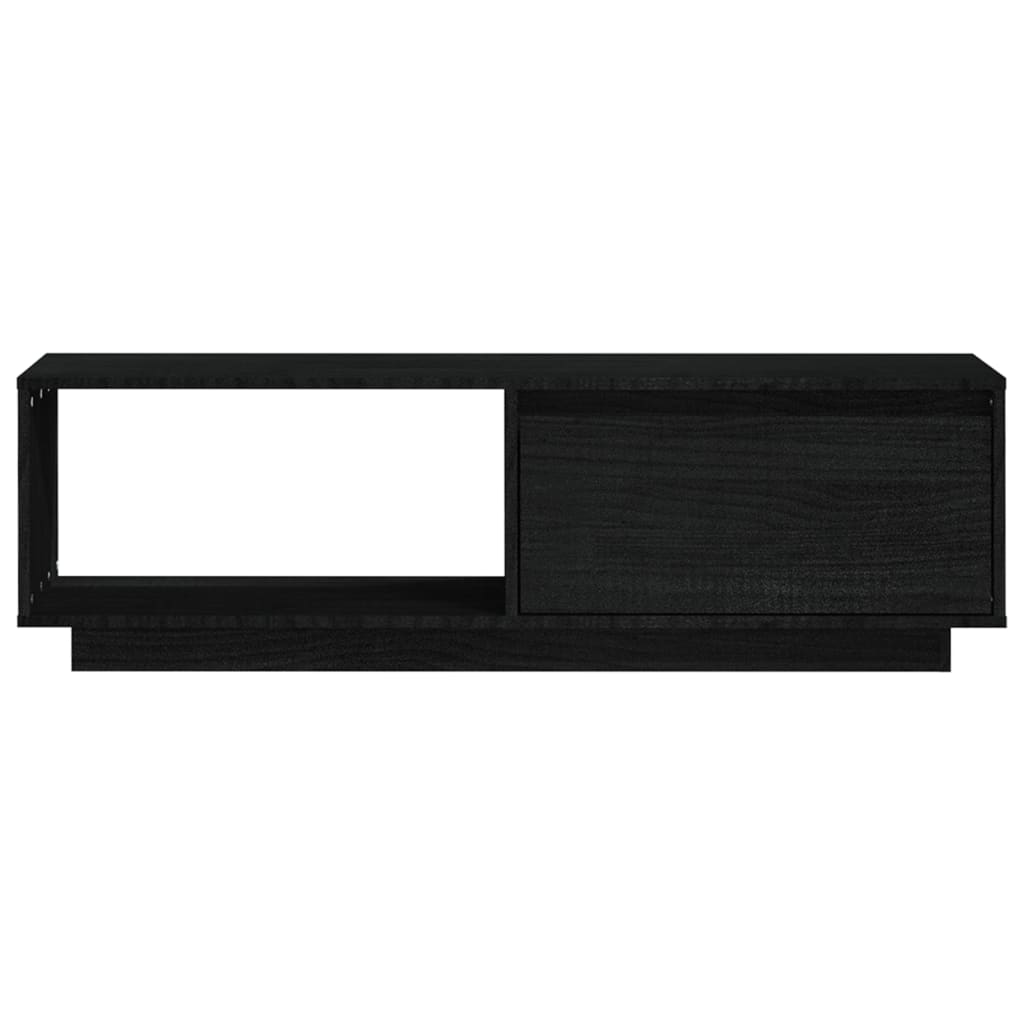 TV-Schrank Schwarz 110x30x33,5 cm Massivholz Kiefer