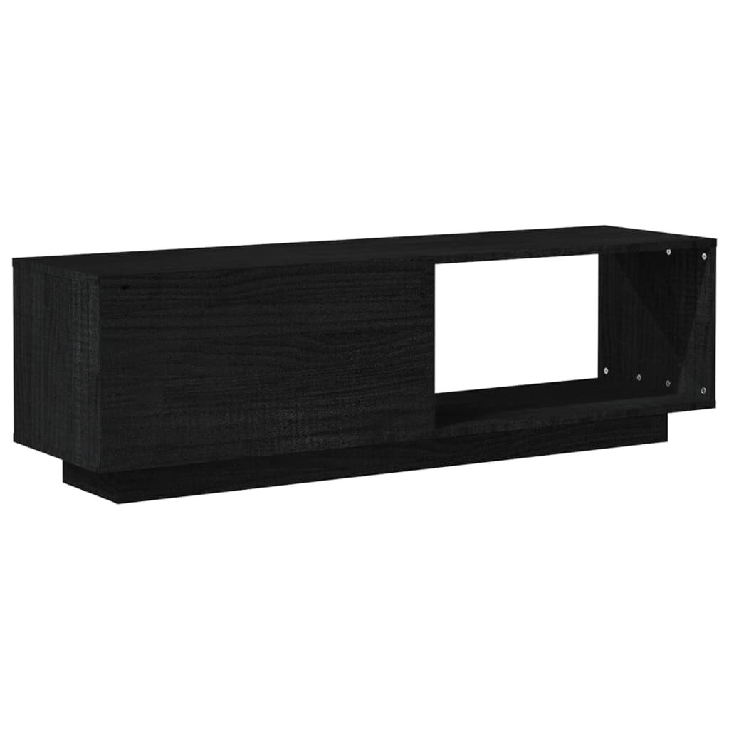 TV-Schrank Schwarz 110x30x33,5 cm Massivholz Kiefer