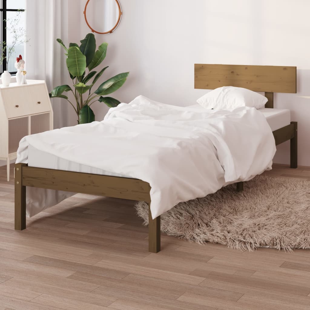 Massivholzbett Honigbraun Kiefer 90x190 cm UK Single