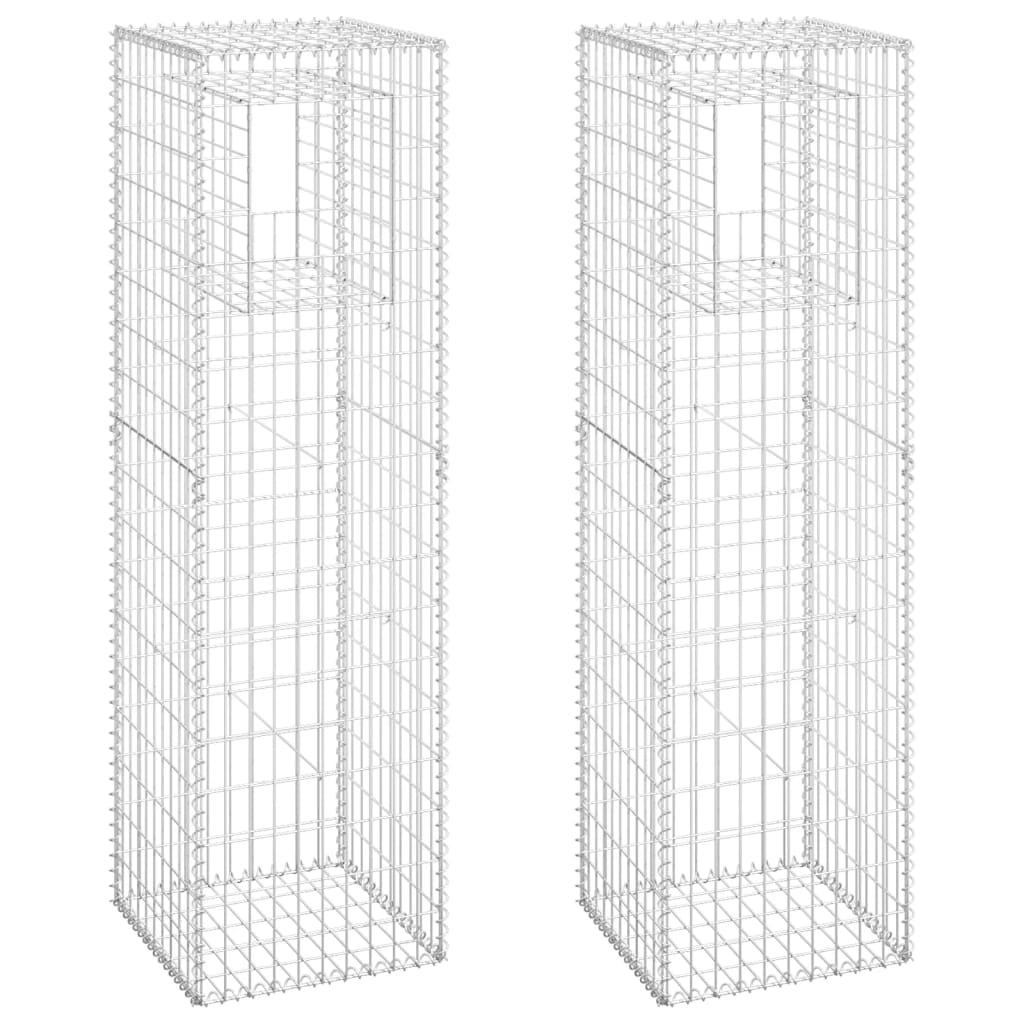 Gabionensäulen 2 Stk. 50x50x180 cm Eisen