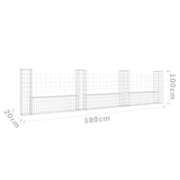 Thumbnail for Gabionenkorb U-Form mit 4 Säulen Eisen 380x20x100 cm