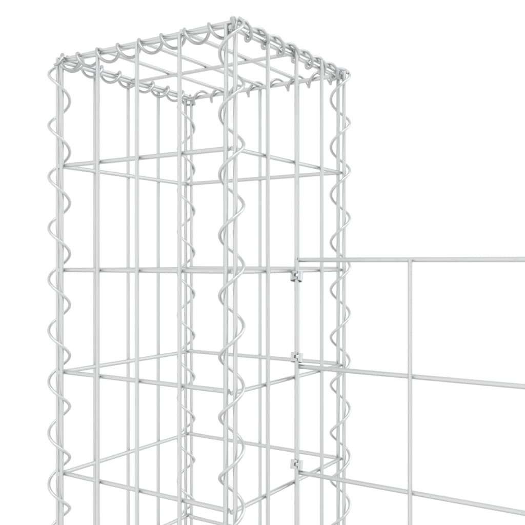 Gabionenkorb U-Form mit 6 Säulen Eisen 620x20x150 cm