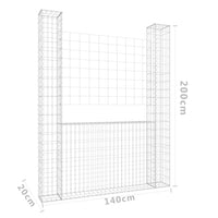 Thumbnail for Gabionenkorb U-Form mit 2 Säulen Eisen 140x20x200 cm
