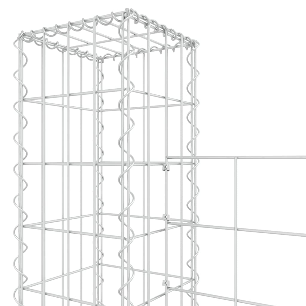 Gabionenkorb U-Form mit 6 Säulen Eisen 620x20x200 cm