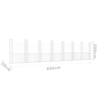 Thumbnail for Gabionenkorb U-Form mit 8 Säulen Eisen 860x20x200 cm