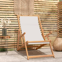 Thumbnail for Strandstuhl Klappbar Massivholz Teak Creme