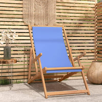 Thumbnail for Strandstuhl Klappbar Massivholz Teak Blau