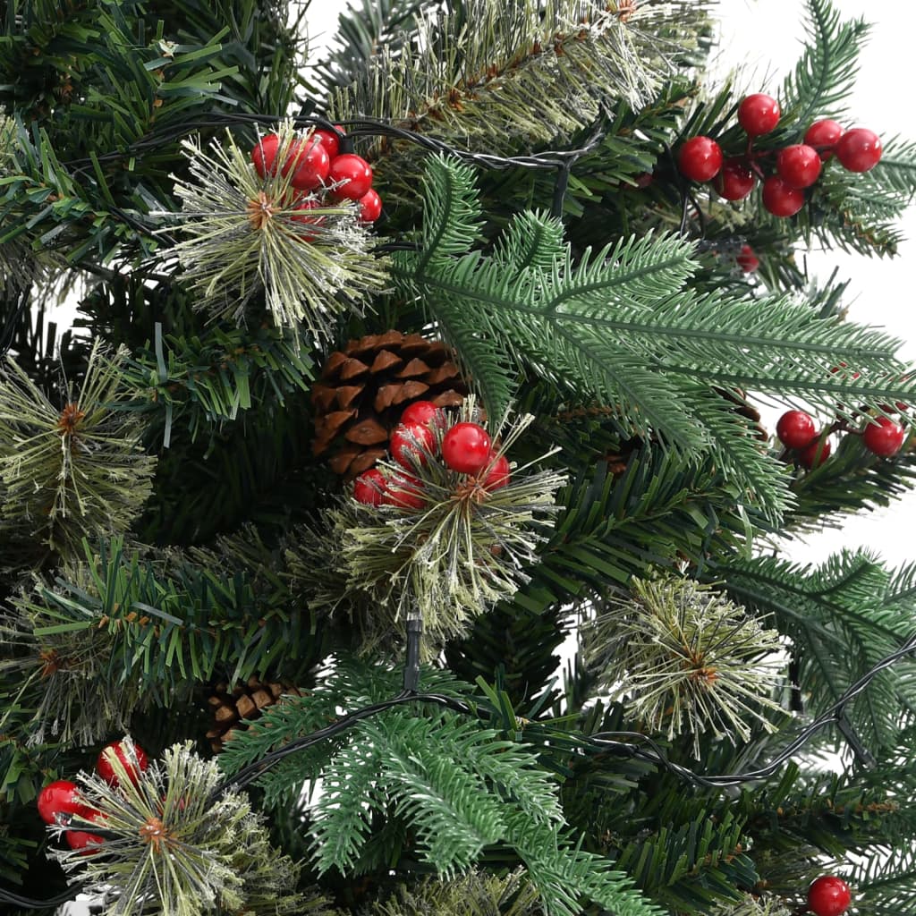 Weihnachtsbaum mit LEDs & Kiefernzapfen Grün 225 cm PVC & PE