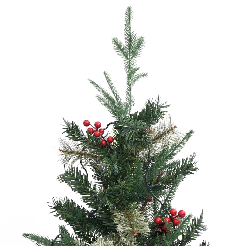 Weihnachtsbaum mit LEDs & Kiefernzapfen Grün 225 cm PVC & PE