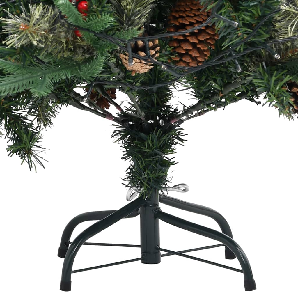 Weihnachtsbaum mit LEDs & Kiefernzapfen Grün 225 cm PVC & PE
