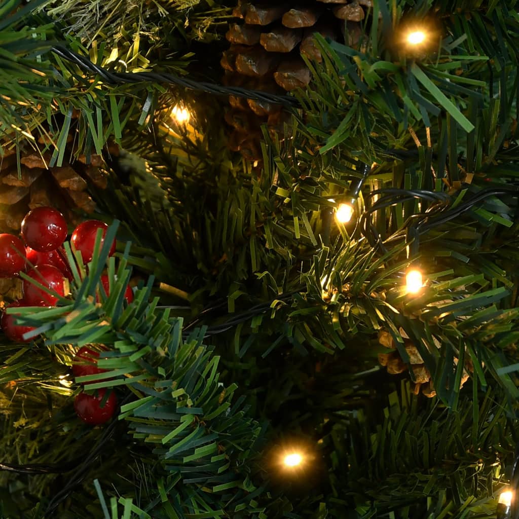 Weihnachtsbaum mit LEDs & Kiefernzapfen Grün 225 cm PVC & PE