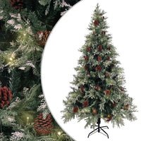 Thumbnail for Weihnachtsbaum mit LEDs & Zapfen Grün & Weiß 195 cm PVC & PE