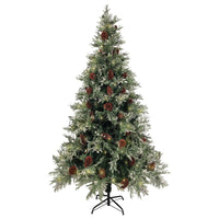 Thumbnail for Weihnachtsbaum mit LEDs & Zapfen Grün & Weiß 195 cm PVC & PE