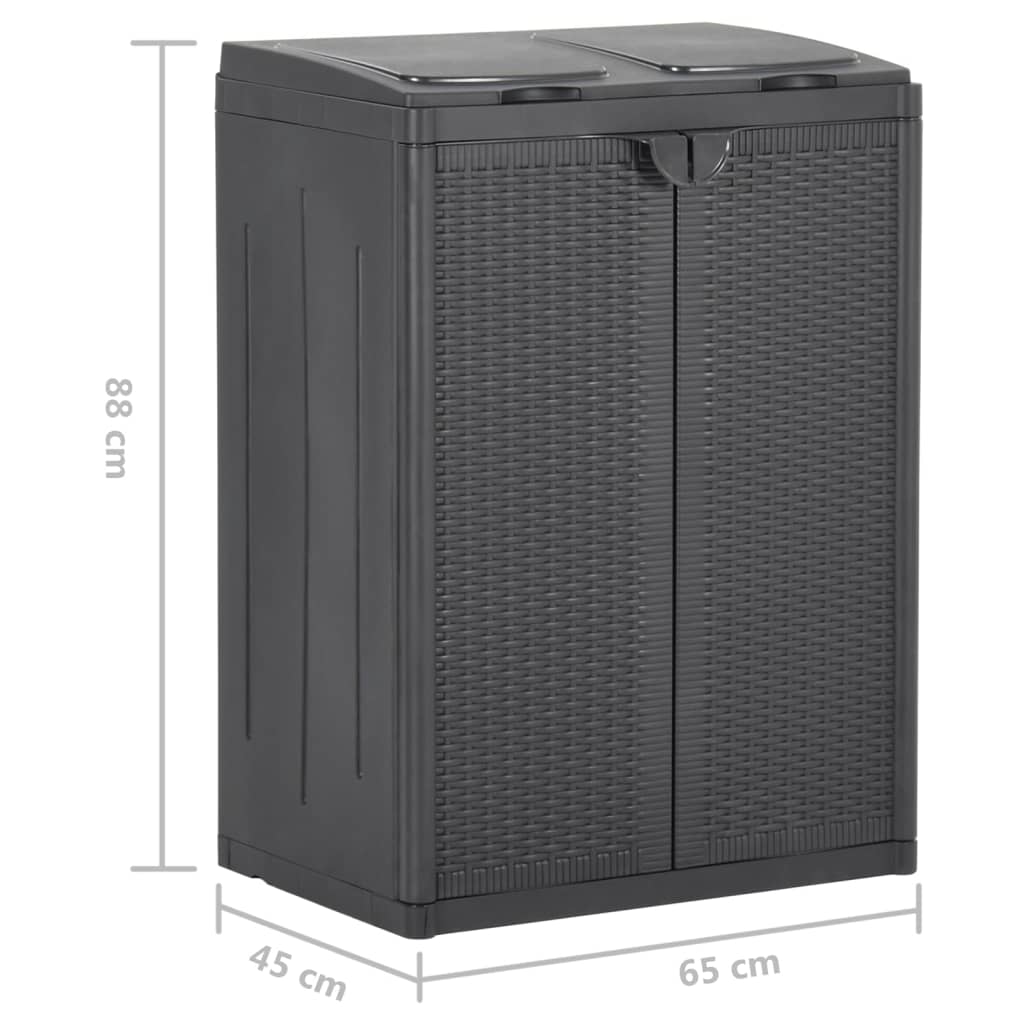Mülleimer mit 2 Türen Schwarz 65x45x88 cm PP