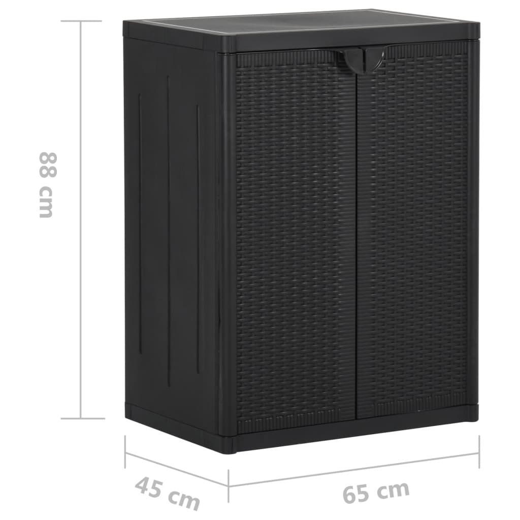 Gartenschrank Schwarz 65x45x88 cm PP Rattan