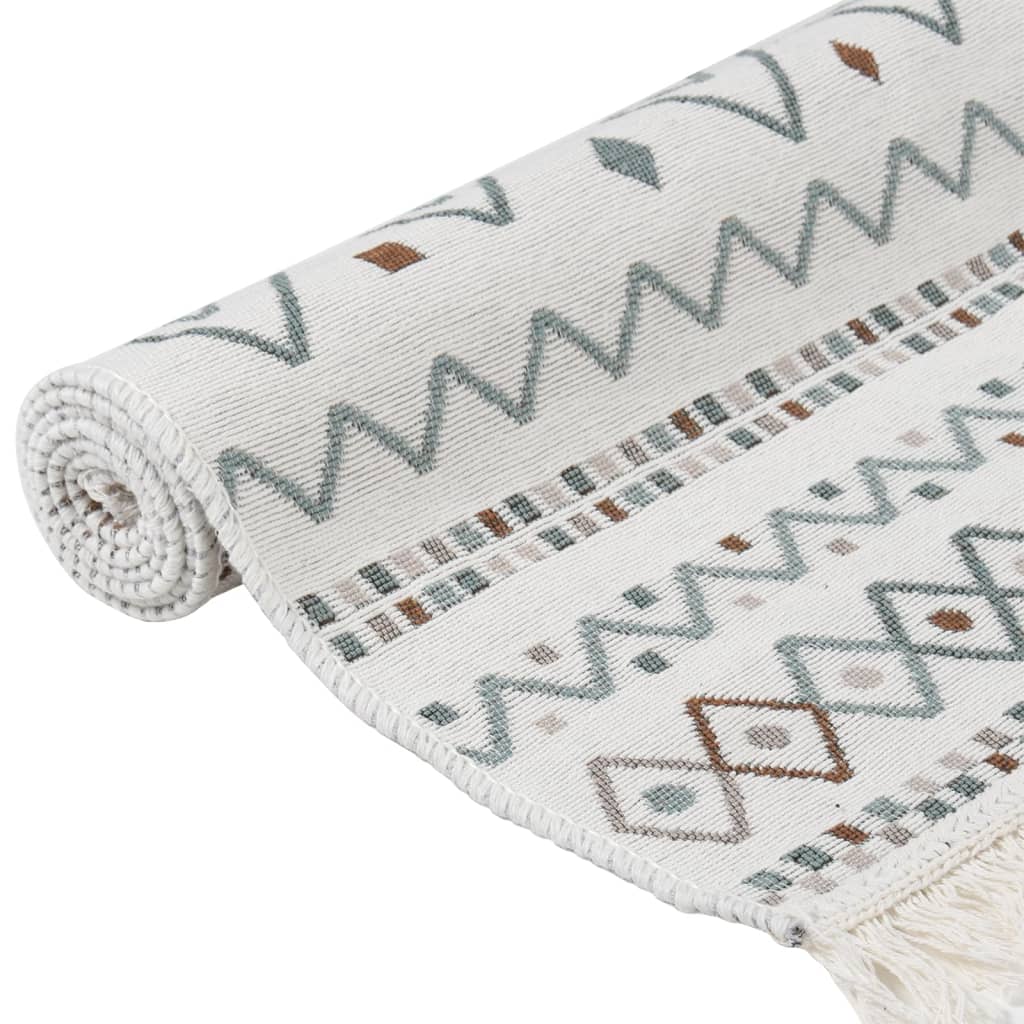Teppich Beige und Blau 80x150 cm Baumwolle