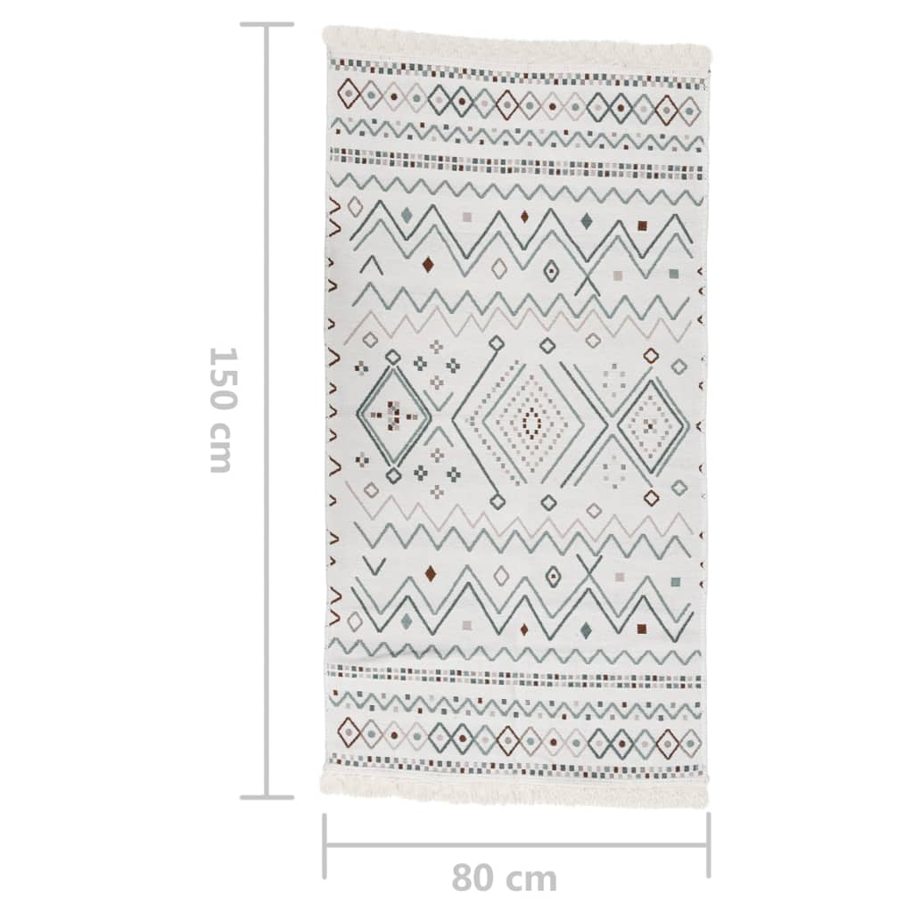 Teppich Beige und Blau 80x150 cm Baumwolle