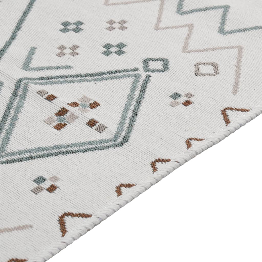 Teppich Beige und Blau 80x300 cm Baumwolle