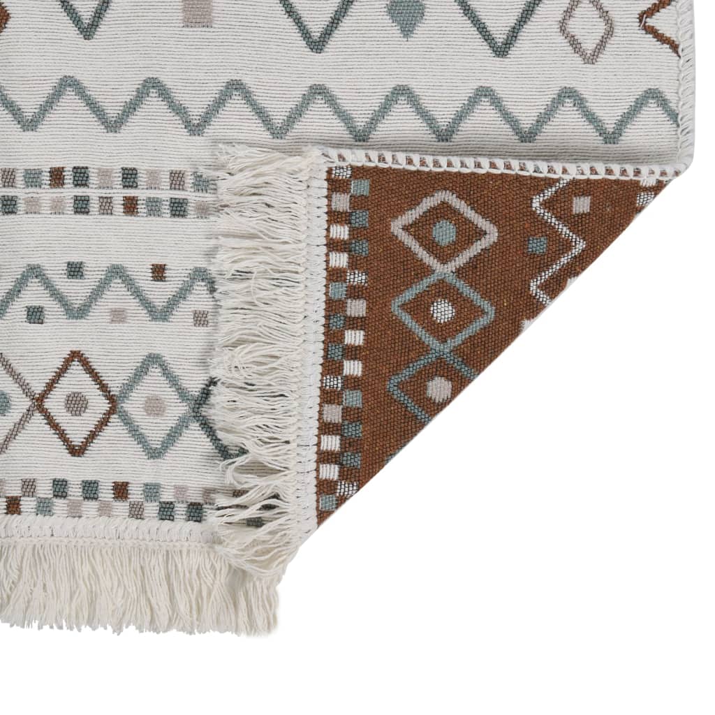 Teppich Beige und Blau 80x300 cm Baumwolle