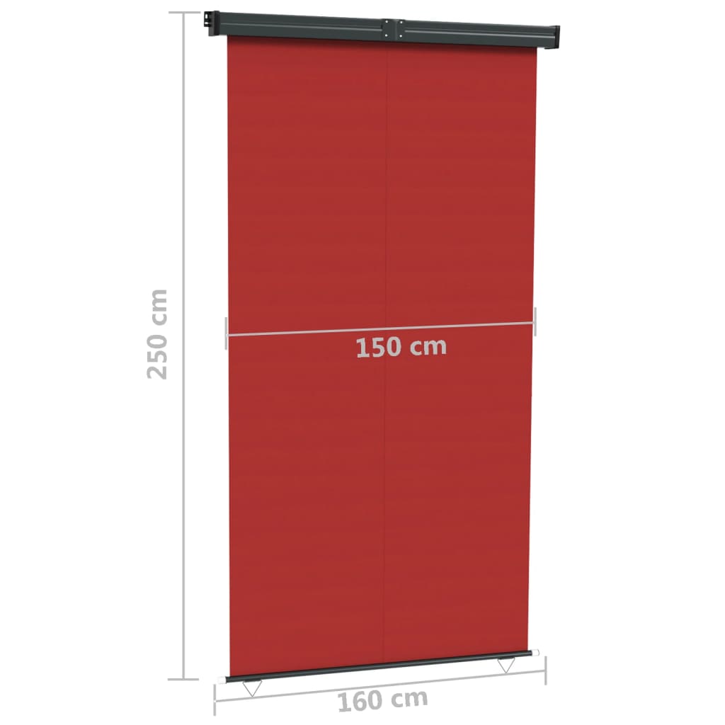 Balkon-Seitenmarkise 160 × 250 cm Rot