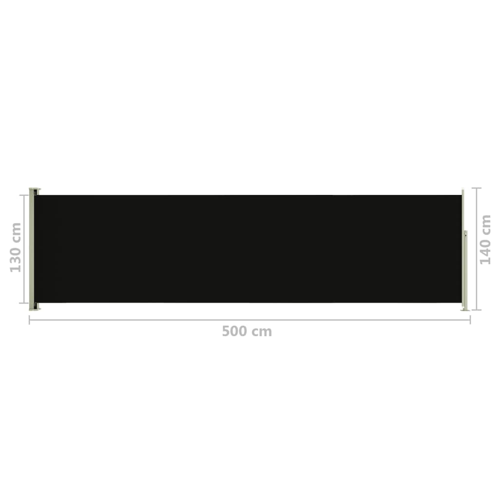 Seitenmarkise Ausziehbar 140x500 cm Schwarz