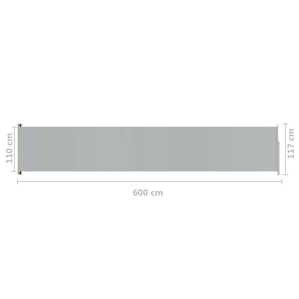 Seitenmarkise Ausziehbar 117x600 cm Grau